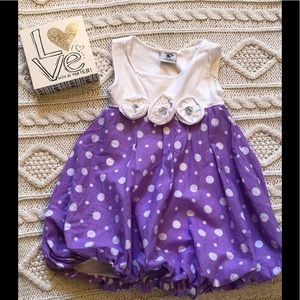 EUC-purple polka dot dress w/bubble hem